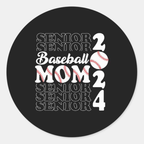 Senior Mom 2024 Baseball Class Of 2024 Funny Gradu Classic Round Sticker