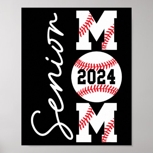 Senior Mom 2024 Baseball Mommy Mama Class Of 2024  Poster