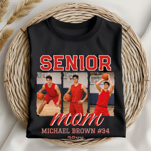 Senior Mom Basketball Photo Collage Custom Name T-Shirt