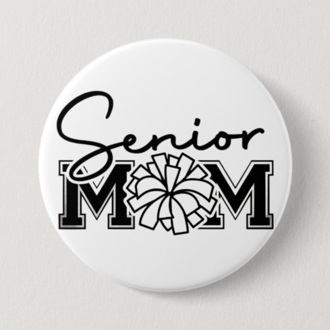 Senior Mom Cheer Design 🎓📣 Button (Front)