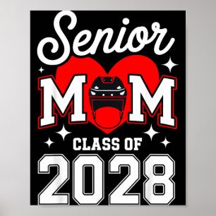 Senior Mom Cl Of 2028 Hockey Graduation Heart Poster