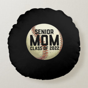 Senior Mom Class of 2022 Baseball Mom Round Pillow