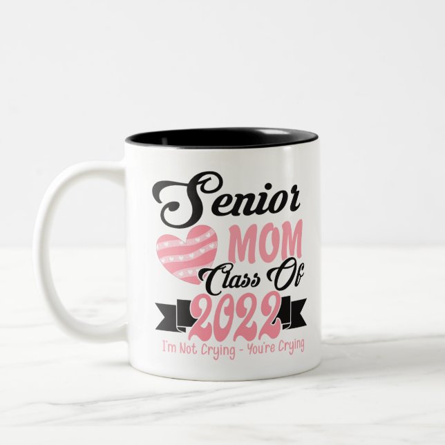 Senior Mom Class Of 2022 Two-Tone Coffee Mug (Left)