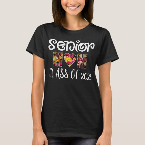 Senior Mom Class Of 2023 Graduation Floral Heart  T_Shirt