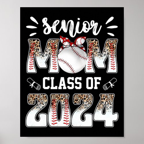 Senior Mom Class Of 2024 Baseball Graduation Mom 2 Poster