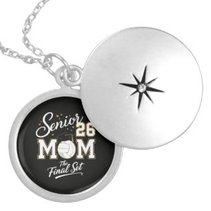 Senior Mom Class of 2026 Volleyball Locket Necklace