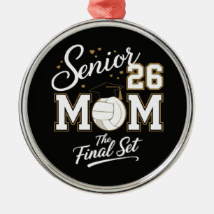 Senior Mom Class of 2026 Volleyball Metal Ornament