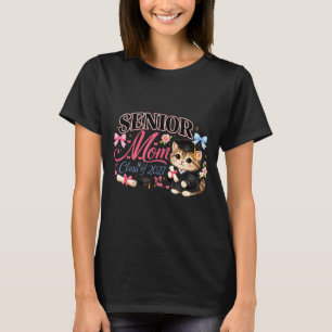 Senior mom class of 2027 cute cat graduation pink T-Shirt
