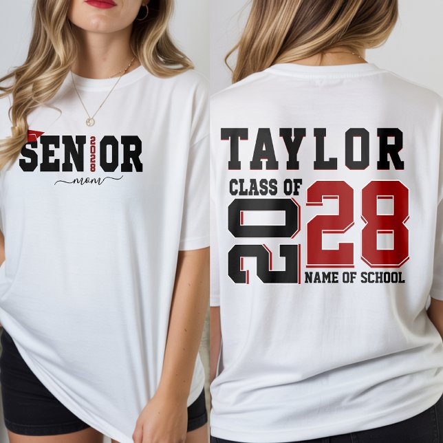 Senior Mom Class Of 2028 Personalized Name T-Shirt (Creator Uploaded)