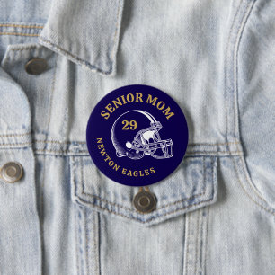 Senior Mom Vintage Football Helmet Personalized Button