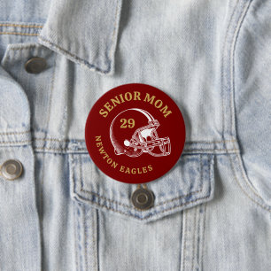 Senior Mom Vintage Football Helmet Personalized Button
