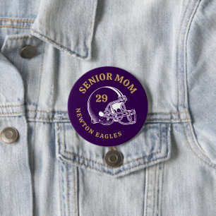 Senior Mom Vintage Football Helmet Personalized Button