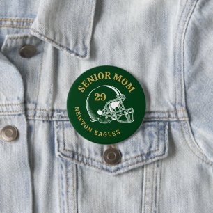 Senior Mom Vintage Football Helmet Personalized Button