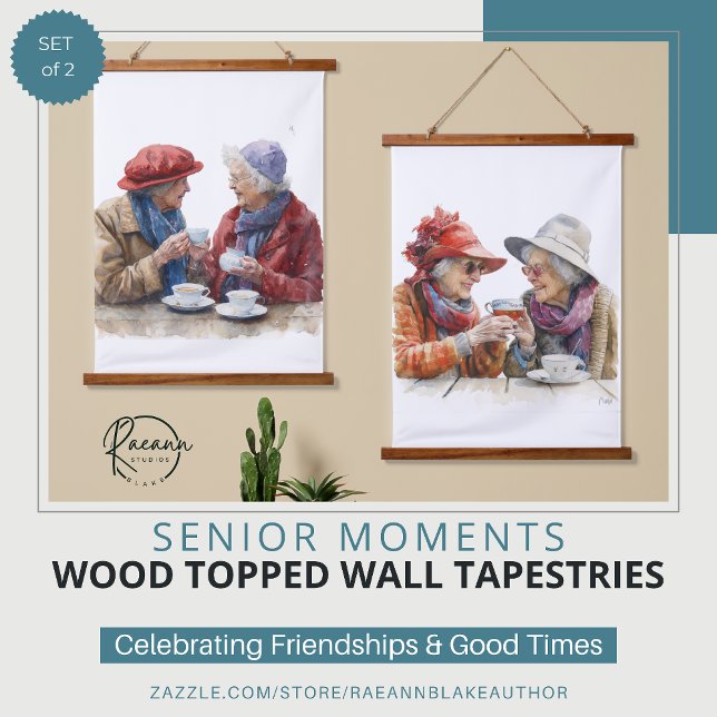 Senior Moments Set of 2 Wood Topped Wall  Hanging Tapestry (Creator Uploaded)