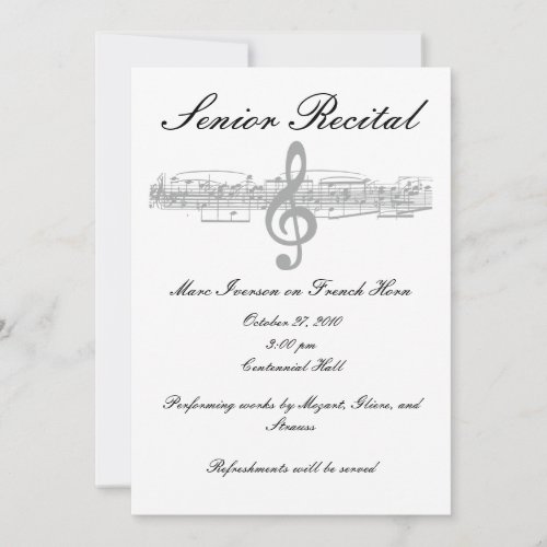 Senior Music Recital Invitation