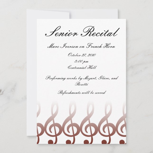Senior Music Recital Invitation (Front)