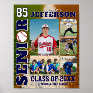 Senior Night Baseball Player Sports Photo Collage Poster