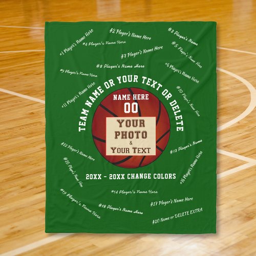 Senior Night Basketball Gift Ideas Photo and Text Fleece Blanket
