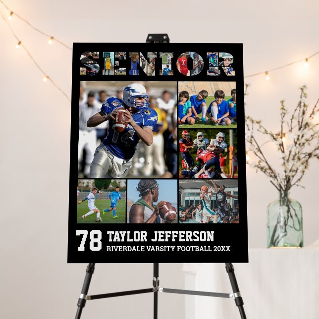 Senior Night Sports Team Player Photo Collage Foam Board (In Situ (Stand))