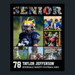 Senior Night Sports Team Player Photo Collage Poster<br><div class="desc">Personalized senior sports photo collage for athlete and player. This customizable photo gift is perfect for senior night, sports award banquet or birthday gift for your athlete son, daughter or student. It's a great way to display precious moments and memories from their sports games. The poster features a collage of...</div>