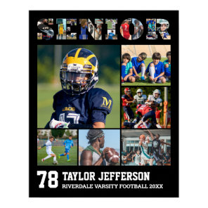 Senior Night Sports Team Player Photo Collage Poster