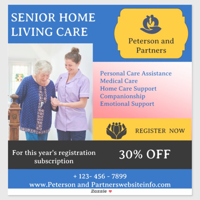 Senior Or Elderly Home Care Services Vinyl Sticker (Sheet)