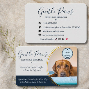Senior Pet Groomer Salon Dog Grooming Business Card