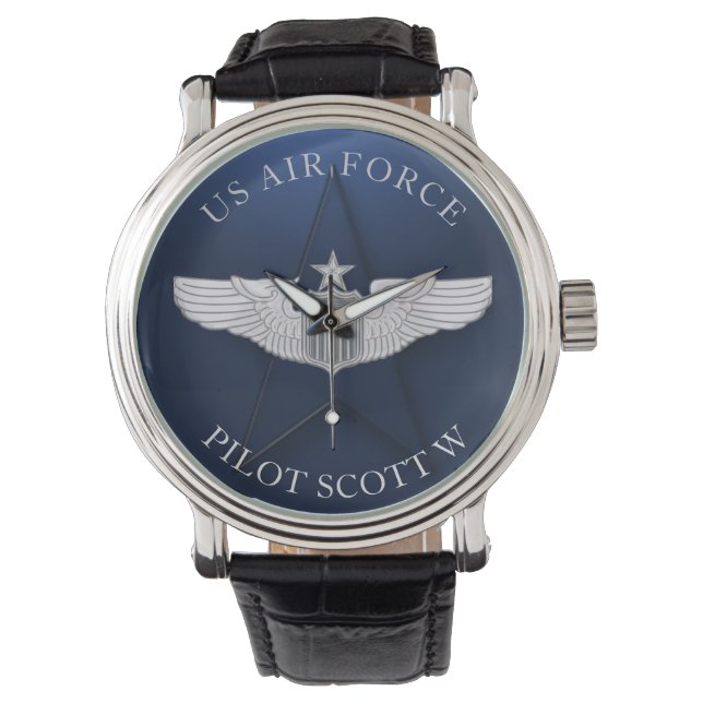 Senior Pilot Wings Personalized Gift Watch (Front)