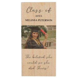 Senior Portrait Graduation Wood Flash Drive