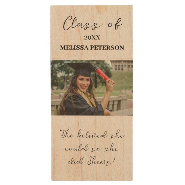 Senior Portrait Graduation Wood Flash Drive (Front Vertical)