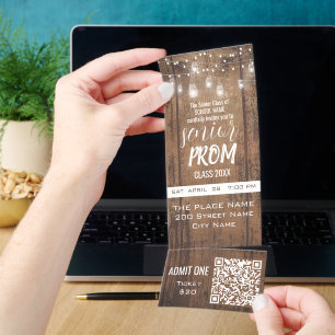 Senior Prom Rustic Ticket Party Invitation