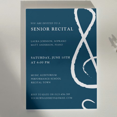 Senior Recital Treble Clef Concert Modern Invitation