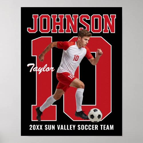 Senior Soccer Player Number Custom Photo Sports Poster