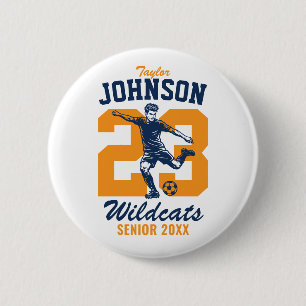 Senior Soccer Team School Sports Football Player Button