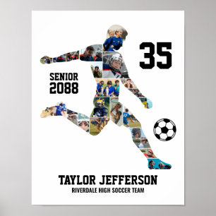 Senior Soccer Team Sports Custom Photo Collage Poster