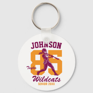 Senior Softball Player School Sports Girl Baseball Keychain