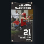 Senior Sport Black Grunge Outdoor Banner<br><div class="desc">Celebrate your soon to be graduating seniors with custom made outdoor banners. Edit and order matching senior sport banners featuring your graduates name, team and jersey number. Hang these banners up at their graduation and keep for a special keepsake after the sport is over. Possibilities are endless with these special...</div>