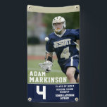 Senior Sport Lacrosse Color Block Outdoor Banner<br><div class="desc">Celebrate your soon to be graduating seniors with custom made outdoor banners. Edit and order matching softball banners featuring your graduates name, team and jersey number. Go into the design tool to easily change the banner colors to match your high school or college sport team. Hang these banners up at...</div>