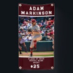Senior Sport Softball Outdoor Banner<br><div class="desc">Celebrate your soon to be graduating seniors with custom made outdoor banners. Edit and order matching softball banners featuring your graduates name, team and jersey number. Go into the design tool to easily change the banner colors to match your high school or college sport team. Hang these banners up at...</div>