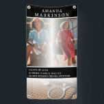 Senior Sport Tennis Player Black Outdoor Banner<br><div class="desc">Celebrate your soon to be graduating seniors with custom made outdoor banners. Edit and order matching banners featuring your graduates name, and team information. Go into the design tool to easily change the banner colors to match your high school or college sport team. Hang these banners up at their graduation...</div>