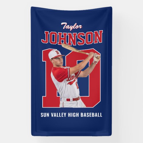Senior Sports Baseball Player Number Custom Photo Banner