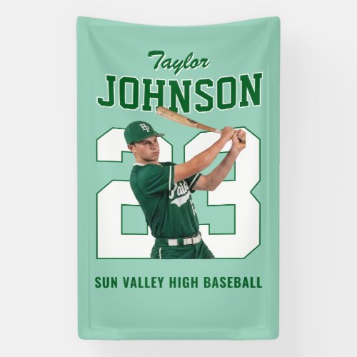 Senior Sports Baseball Player Number Custom Photo Banner