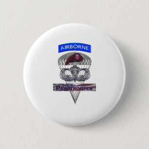 Senior Steel Jump Wings with Airborne Tab & Beret Button