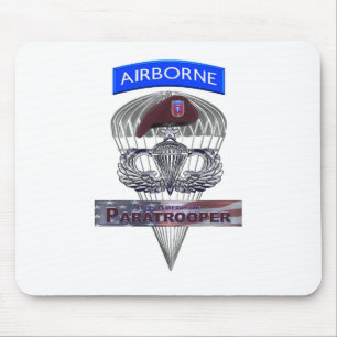 Senior Steel Jump Wings with Airborne Tab & Beret Mouse Pad