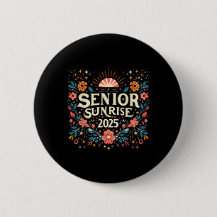 Senior Sunrise 2025 High School Vintage Wild Flowe Button