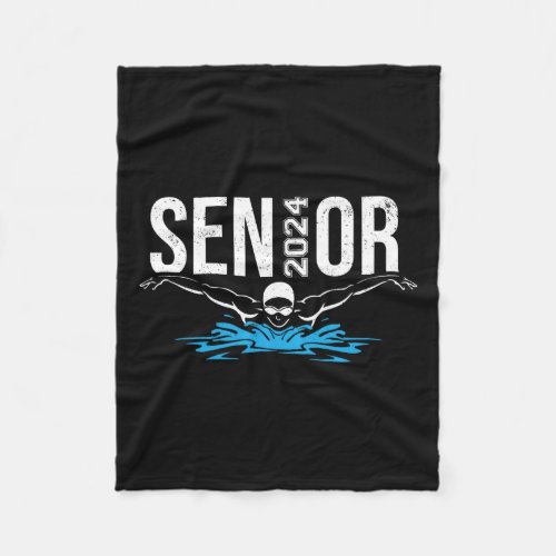 Senior Swim Team 2024 Member Swimmer Graduation Sw Fleece Blanket