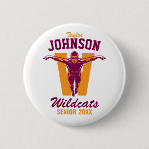 Senior Swim Team High School Sports Swimmer Button