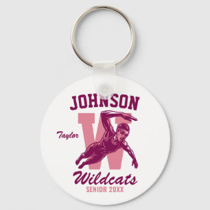 Senior Swim Team High School Sports Swimming Keychain
