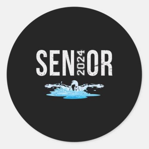 Senior Swim Team Member Class Of 2024 Swimmer Vint Classic Round Sticker