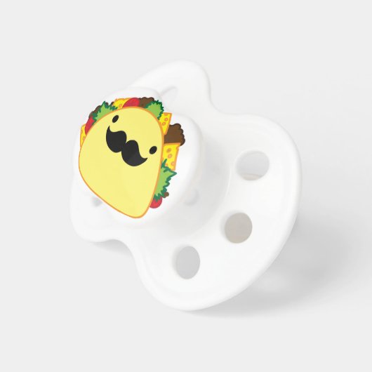 Senior taco with mustache ninny pacifier (Front Right)